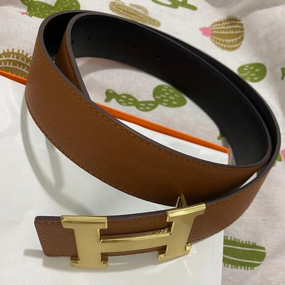Hermes Gold 'h' Buckle Brown Leather Belt - Picture 8 of 8
